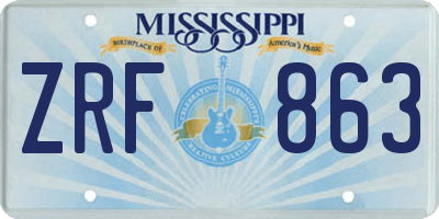 MS license plate ZRF863