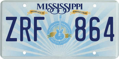 MS license plate ZRF864