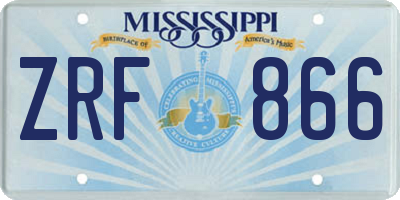 MS license plate ZRF866