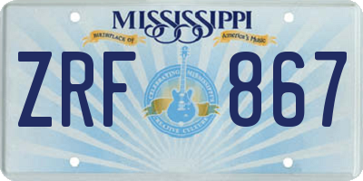MS license plate ZRF867