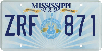 MS license plate ZRF871