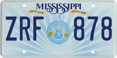 MS license plate ZRF878