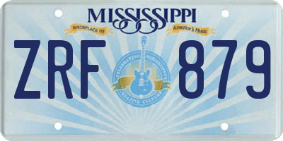 MS license plate ZRF879