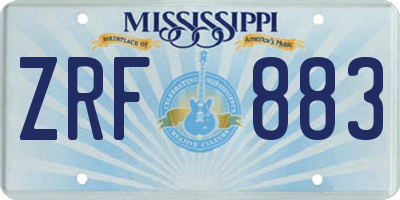 MS license plate ZRF883