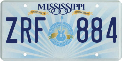 MS license plate ZRF884