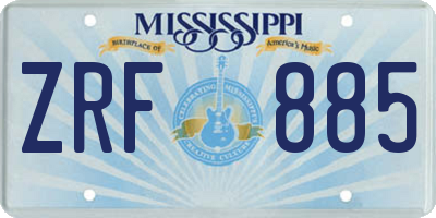 MS license plate ZRF885