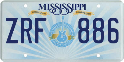 MS license plate ZRF886