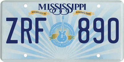MS license plate ZRF890
