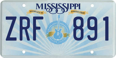 MS license plate ZRF891