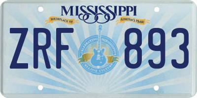 MS license plate ZRF893
