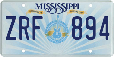 MS license plate ZRF894