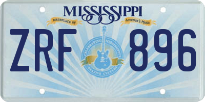 MS license plate ZRF896