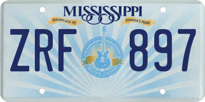 MS license plate ZRF897