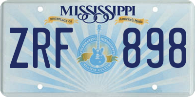 MS license plate ZRF898