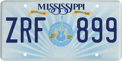 MS license plate ZRF899