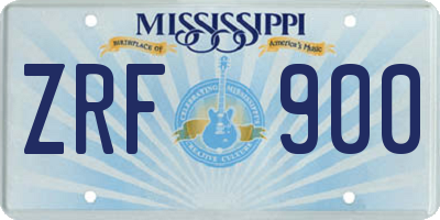 MS license plate ZRF900