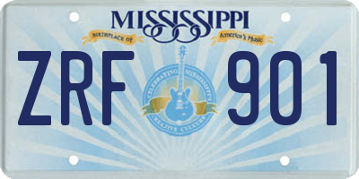 MS license plate ZRF901