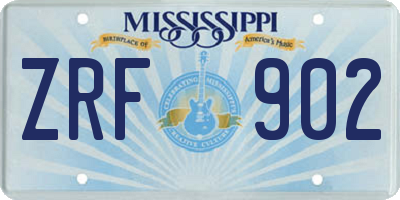 MS license plate ZRF902