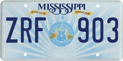 MS license plate ZRF903