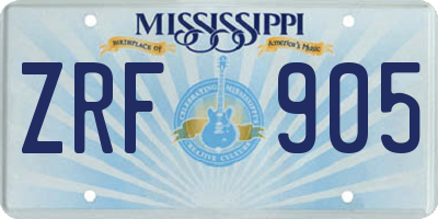 MS license plate ZRF905