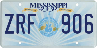 MS license plate ZRF906