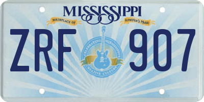 MS license plate ZRF907
