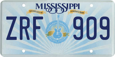 MS license plate ZRF909