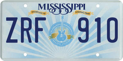 MS license plate ZRF910