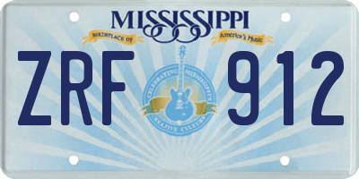 MS license plate ZRF912