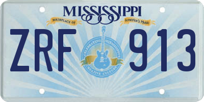 MS license plate ZRF913
