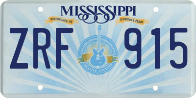 MS license plate ZRF915