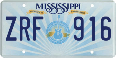 MS license plate ZRF916