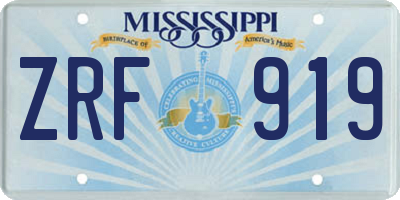 MS license plate ZRF919