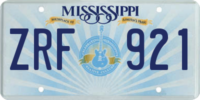 MS license plate ZRF921