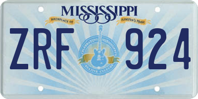 MS license plate ZRF924