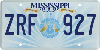 MS license plate ZRF927