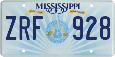 MS license plate ZRF928