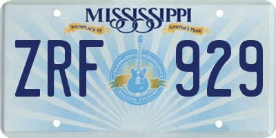 MS license plate ZRF929