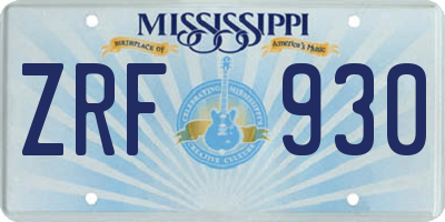 MS license plate ZRF930