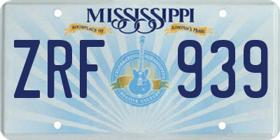 MS license plate ZRF939