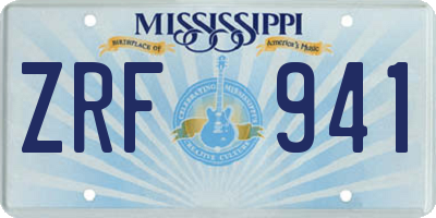 MS license plate ZRF941
