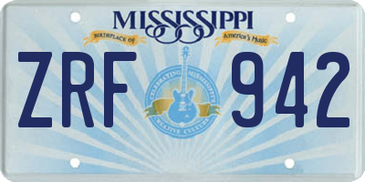 MS license plate ZRF942