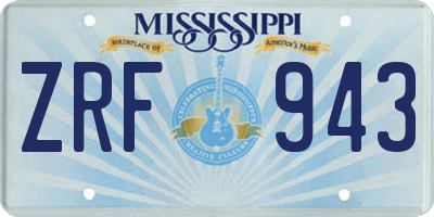 MS license plate ZRF943