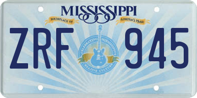 MS license plate ZRF945