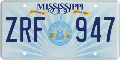 MS license plate ZRF947