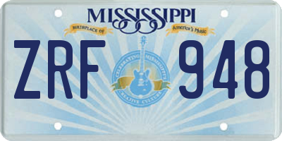 MS license plate ZRF948