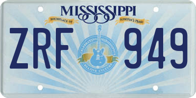 MS license plate ZRF949