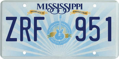 MS license plate ZRF951