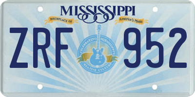 MS license plate ZRF952