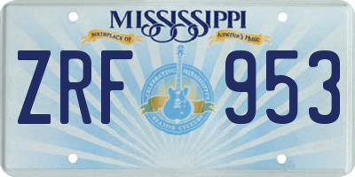 MS license plate ZRF953